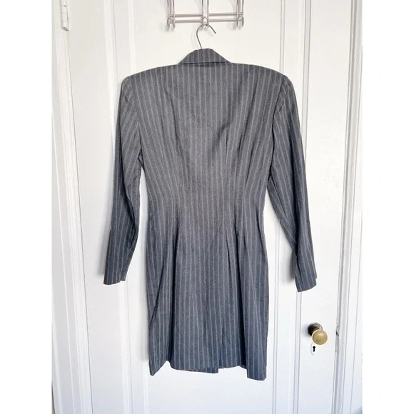 vintage • 1990s blazer mini dress double breasted grey pinstripe Zendaya - Picture 7 of 8